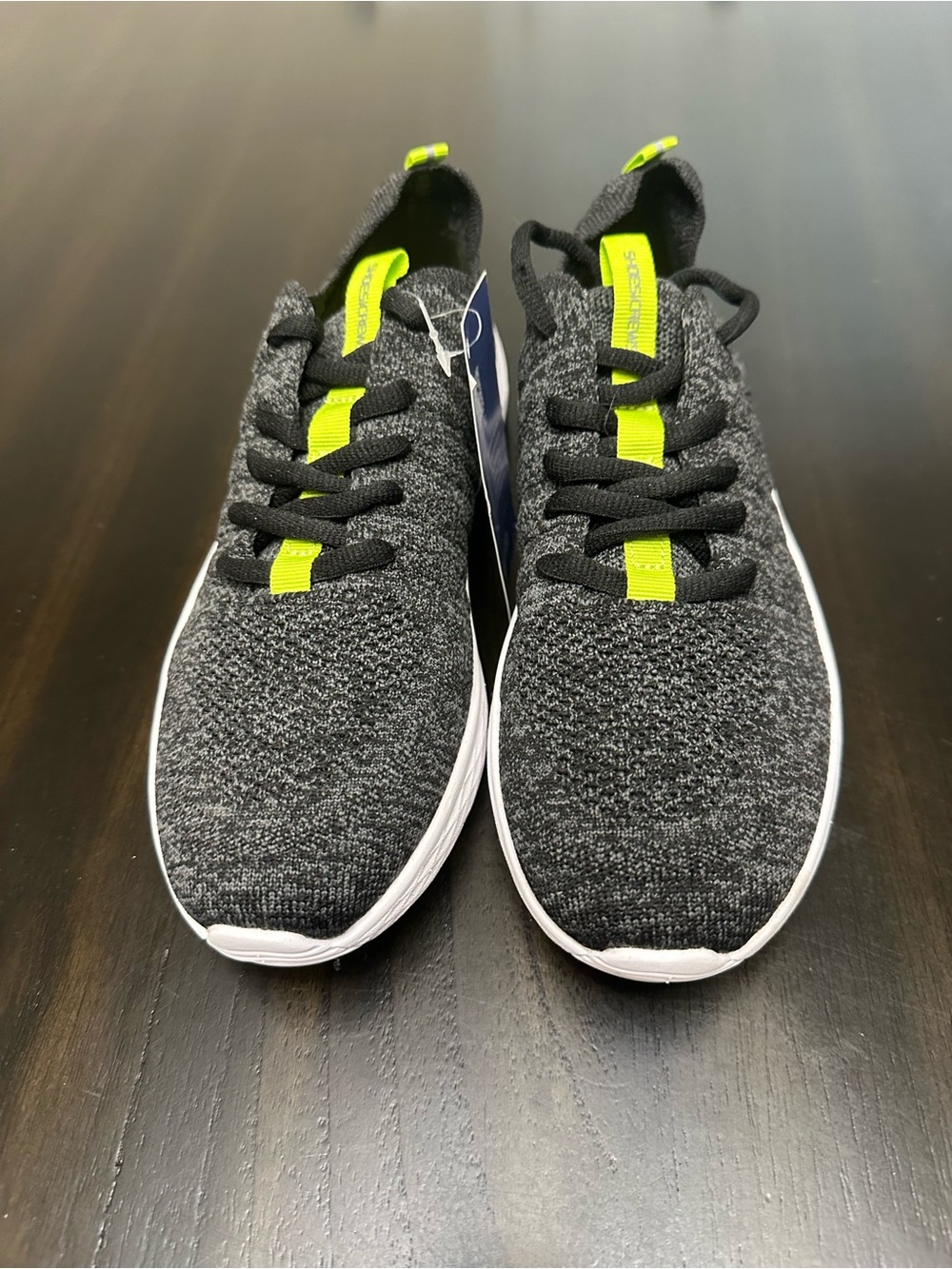 Shoes For Crews Charcoal Knit Sneakers with Neon Yellow Accents
